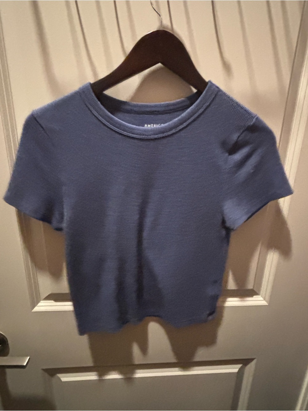 American Eagle Outfitters Blue Ribbed Short Sleeve Top